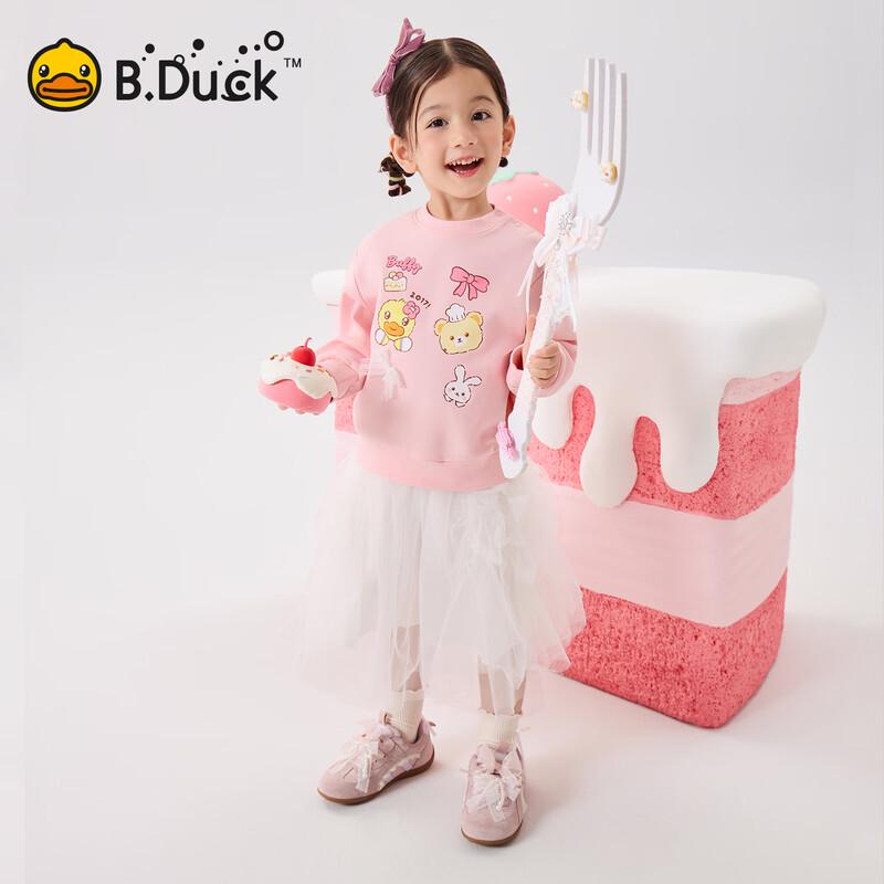 B.Duck Girl's Cartoon Print Long Sleeve Sweatshirt