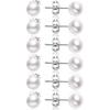 Ensemble de 6 Paires Boucles d'Oreilles Clous Perle Blanche Boules Rondes Fausse Perle pour Femmes, 7MM