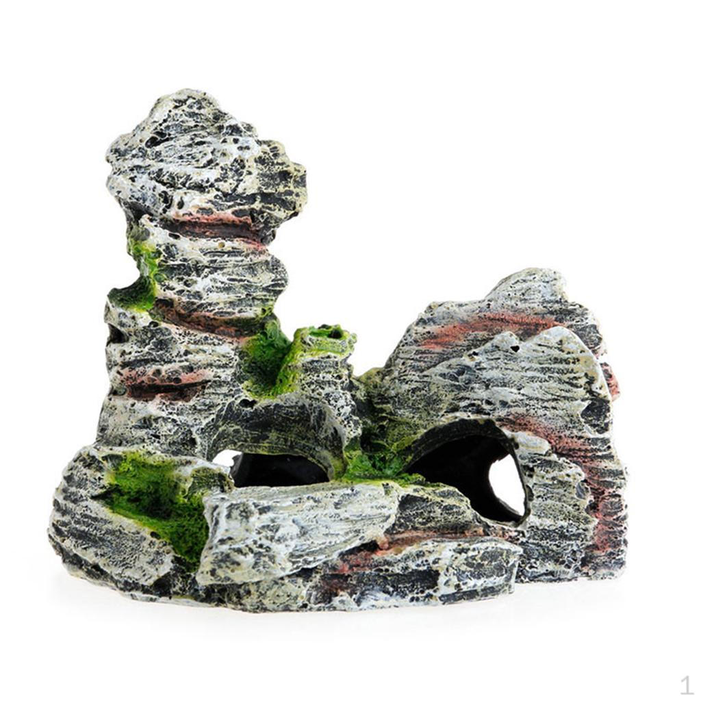 

Aquarium Mountain Ornament Rock Cave Landscape, Fishing Artificial Decoration 11.5x9x11cm