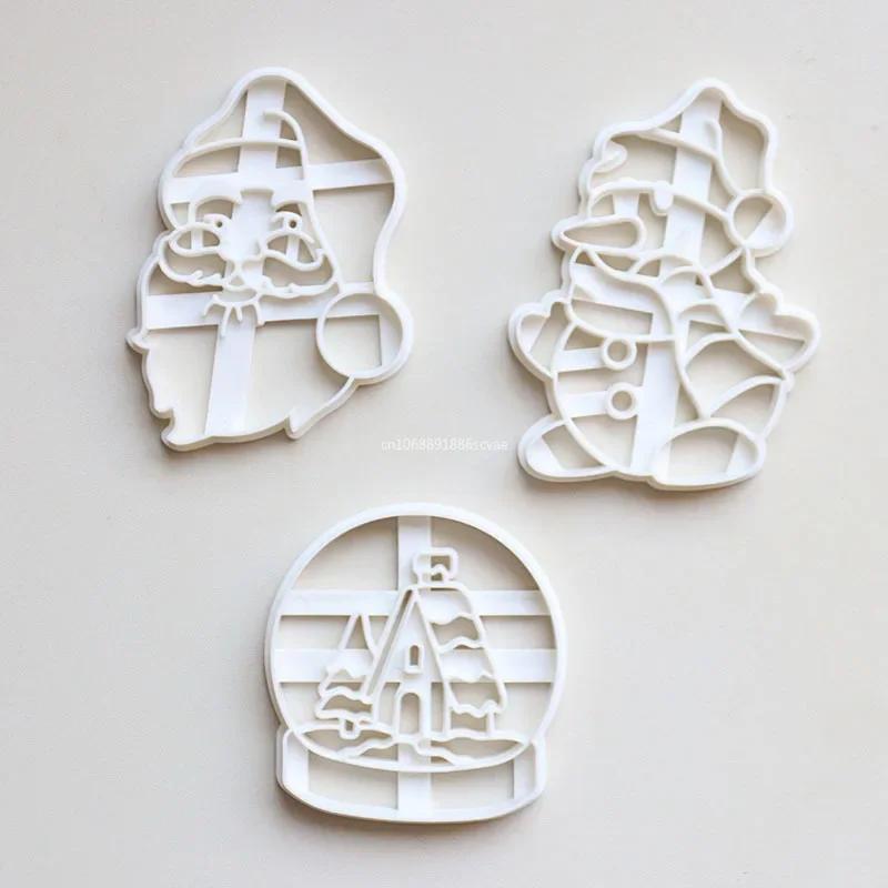 Vykrajovátka Vánoční Perníček Sněhová Vločka Santa Plastová Forma na Sušenky Razítko na Sušenky Vánoční Kuchyně DIY Pečicí Nástroje