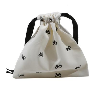 Diaper Pouch Canvas Bundle Pocket Portable Bow Printed Drawstring Storage Bag Medium Large Drawstring Hanging Bag Shopping