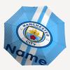 Automatisk Paraply med Personligt Navn og Manchester City Tema, Let & Bærbar, 8 Ribber, Perfekt til Udendørs Rejser, Fødselsdage, Jul, Gaver.