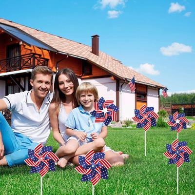 American Flag Windmill Independence Day White Pinwheels Blue Windmill Waterproof Red Patriotic Decor Holiday