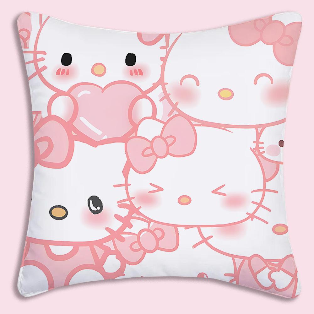 Cartoon Sanrios Hellokitty Hot Pillow Covers Cartoon Sofa Decorative Home Doublesided Printing Short Plush Cute Cushion Cover