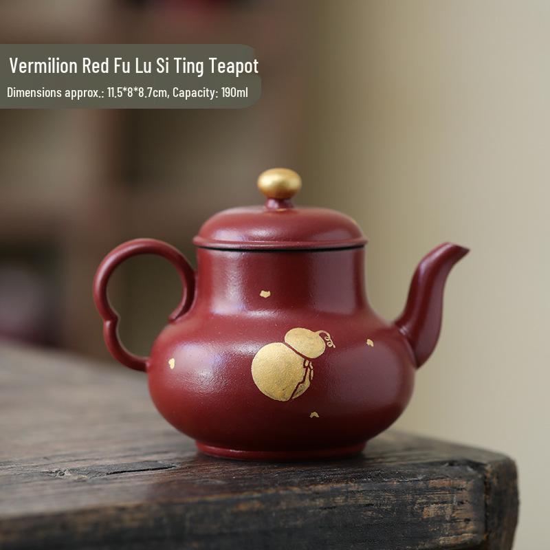 Cinnabar Red Fulu Siting Ceramic Teapot - Traditional Chinese Gongfu Tea Set