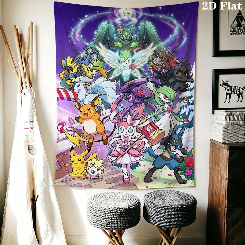 Pokémon Egg Hatch Wall Hanging Printed Fabric Blanket Decorative Tapestries for Bedroom Living Room Home Decor