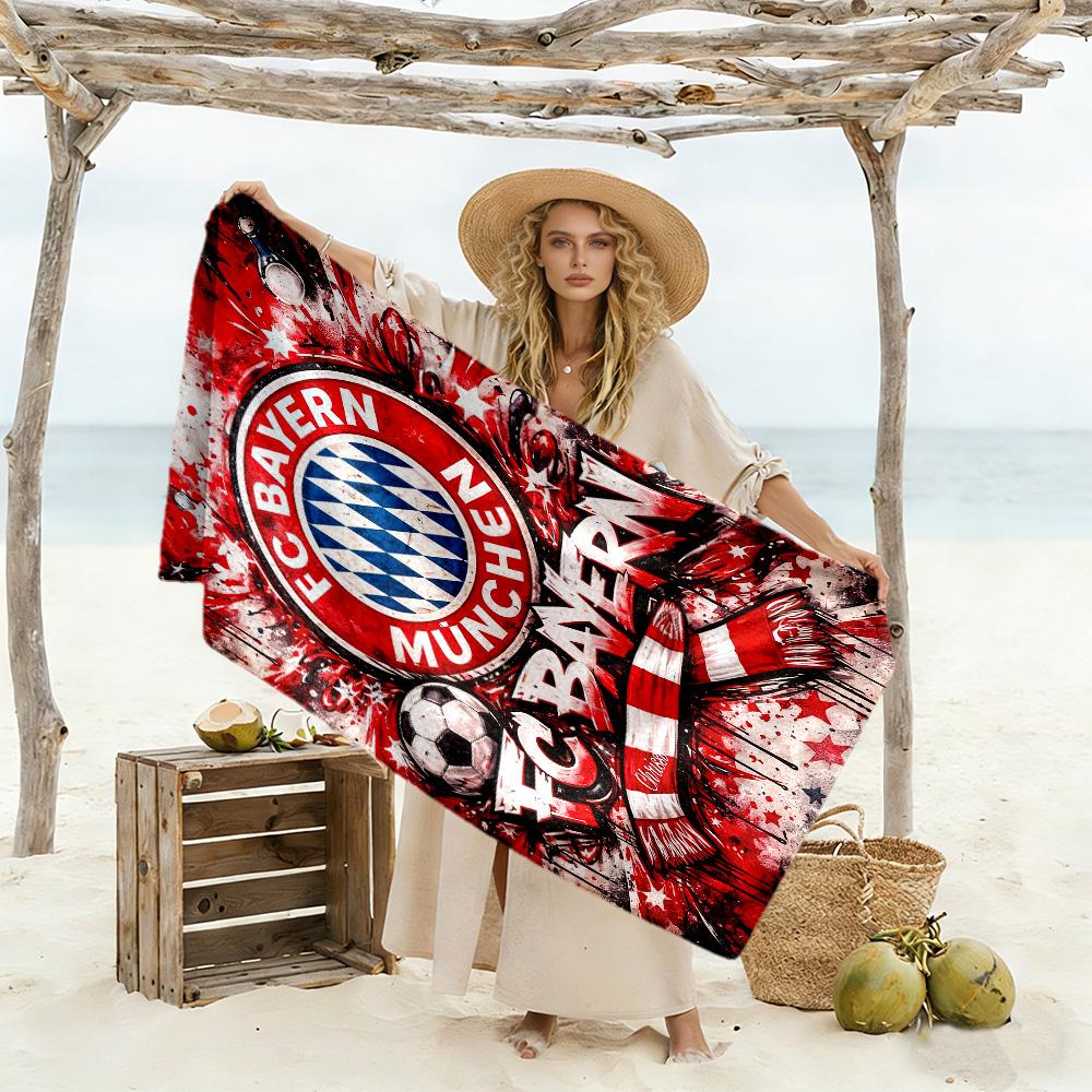 Fc Bayern Beach Towel Quick-Dry Soft Microfiber Comfortable Lightweight Perfect for Traveling Yoga Camping and Swimming