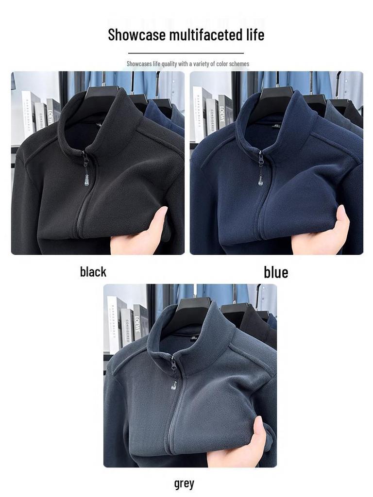 Men's Double-Sided Fleece Jacket - Warm, Casual Cardigan Hoodie for Autumn & Winter