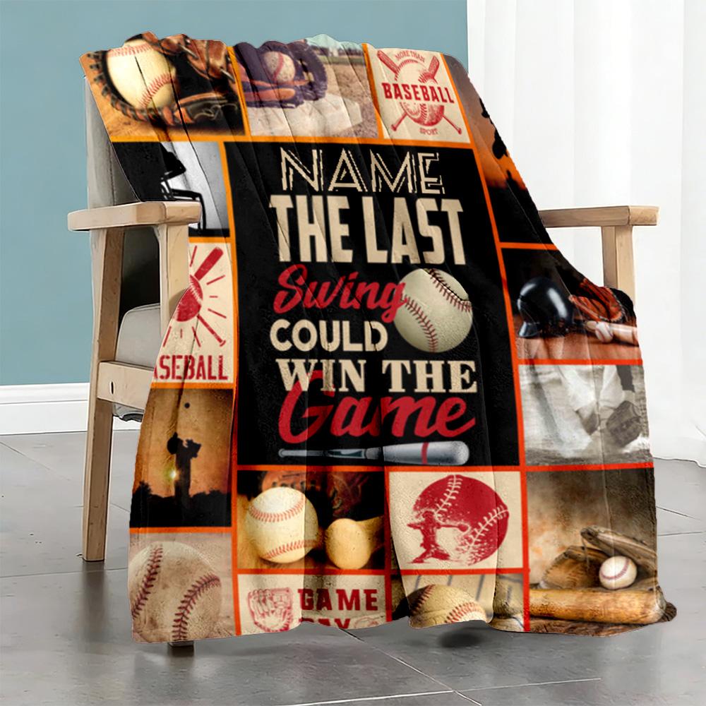 Softball Theme Personalized Text Blanket Cozy Customizable Blanket Durable Comfort Perfect for Seaside Couch Bedding Nap Ideal for All Seasons