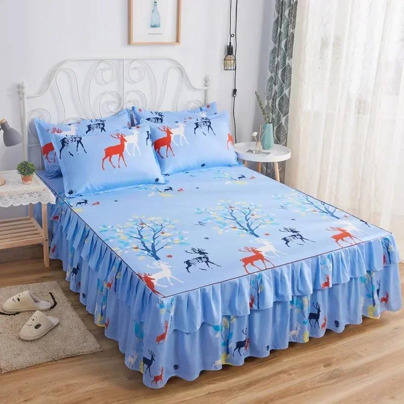 Dubbellaags Zoom Bedsprei Verdikt Antislip Bedrok Beddengoed Producten met Plantenbloemenpatronen 48x74pillowcase2pcs