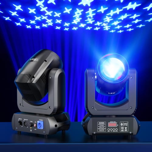 SEBRUANC 150W Moving Light, Moving Head Stage Light, Party Light, 18-Face Prism, DMX512 12CH, Voice Activated, 8 Patterns & 8 Colors, High Brightness,