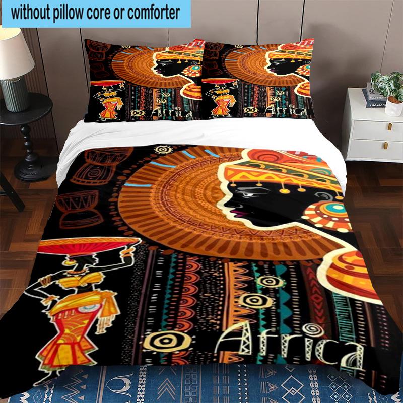 African Women 3pcs Bedding,Including 1pc Duvet Cover And 2pcs Pillowcases Perfect for Christmas,Ideal for Bedroom, Dormitory