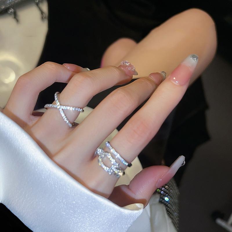 Niche Design Micro-Inlaid Zircon Cold Wind Advanced Sense Adjustable Index Finger Ring Women'S Fashion Personality Trendy Cool