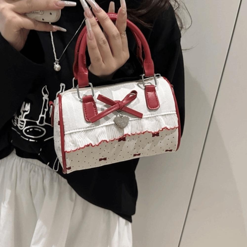 Waterproof Crossbody Bowling Bag Bow Small Square Bag All-Match Boston Handbag  School
