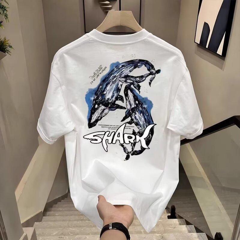 Trendy Brand Summer T-Shirt Round Neck Casual Heavy Trend Cotton Printed Men S Short-Sleeved T-Shirt S