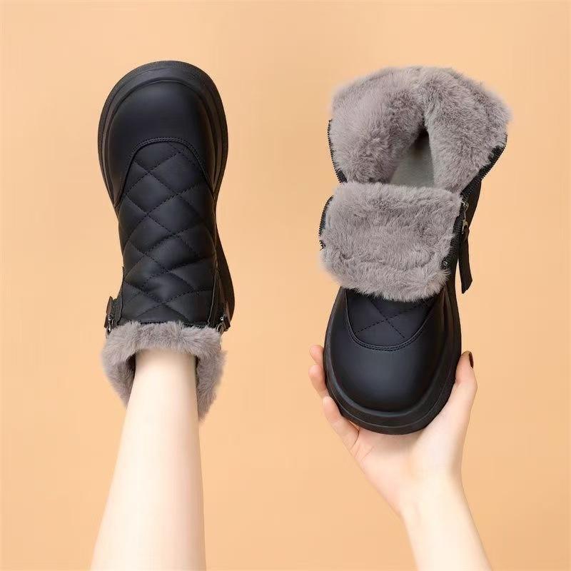 thick-soled snow boots women's new winter velvet thickened Northeast warm cotton shoes waterproof and non-slip short boots
