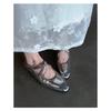 Fashion Summer 2025 New Silver Women's Wrapped Heel Sandals