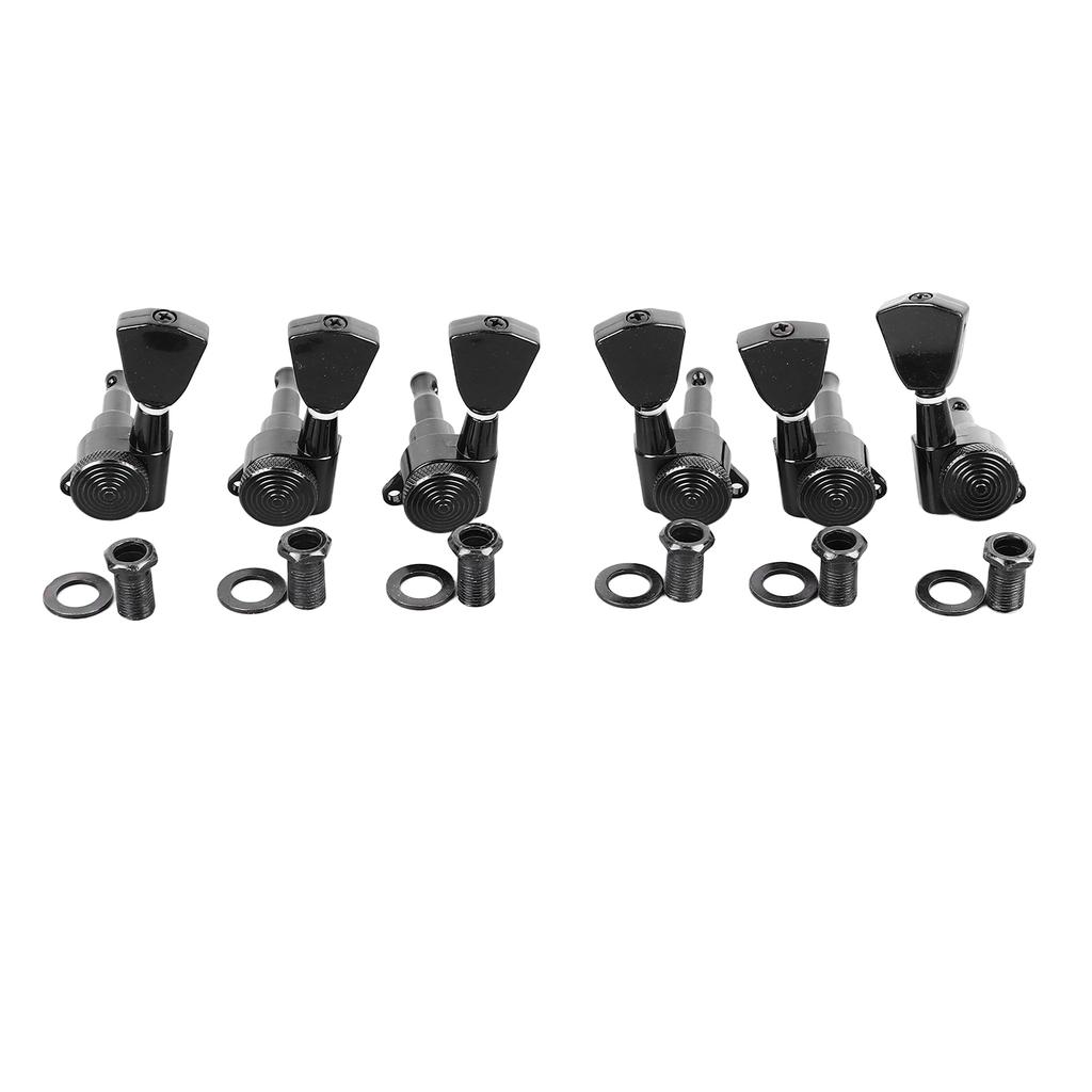 6PCS Guitar Locking Tuners Triangular Head String Tuning Key Pegs Machine Heads Replacement 3 Right 3 Left GC402A Black