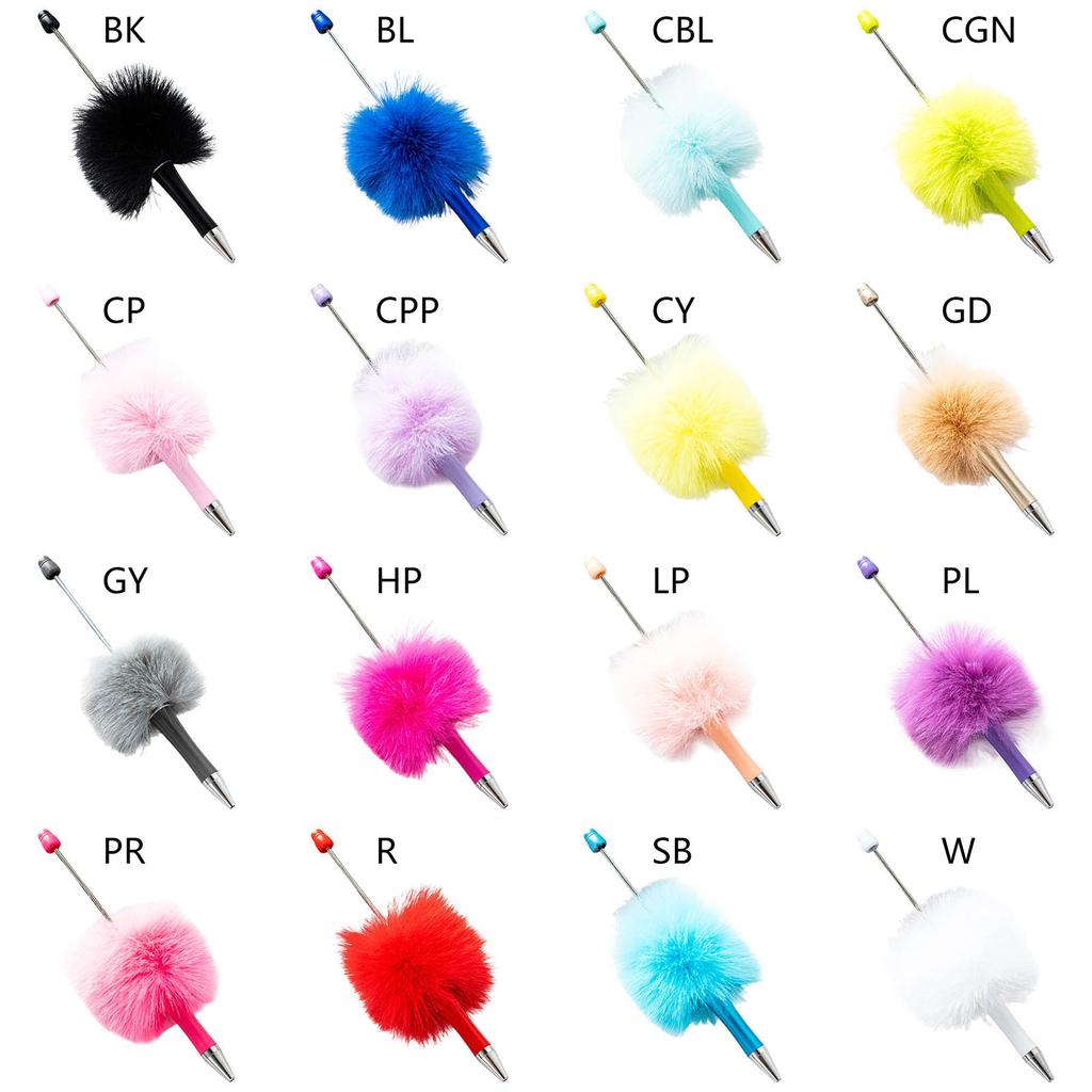 6Pcs Bead Ballpoint Pen Plush Ball Ballpoint Pen Write Smoothly Novelty Writing Pen for Student Kid Game Reward
