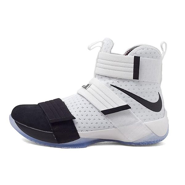 Nike Zoom Soldier 10 LBJ Okrągły Nosek Antypoślizgowe Lekkie Wysokie Buty do Koszykówki Performance Unisex sneaker Czarny Biały 852400-102