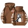 Unisex Bluza z Kapturem Anime Zapinana na Zamek Luźny Krój Długi Rękaw Bluza Jesienna Codzienna