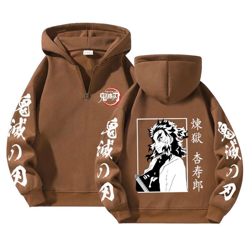 Unisex Bluza z Kapturem Anime Zapinana na Zamek Luźny Krój Długi Rękaw Bluza Jesienna Codzienna