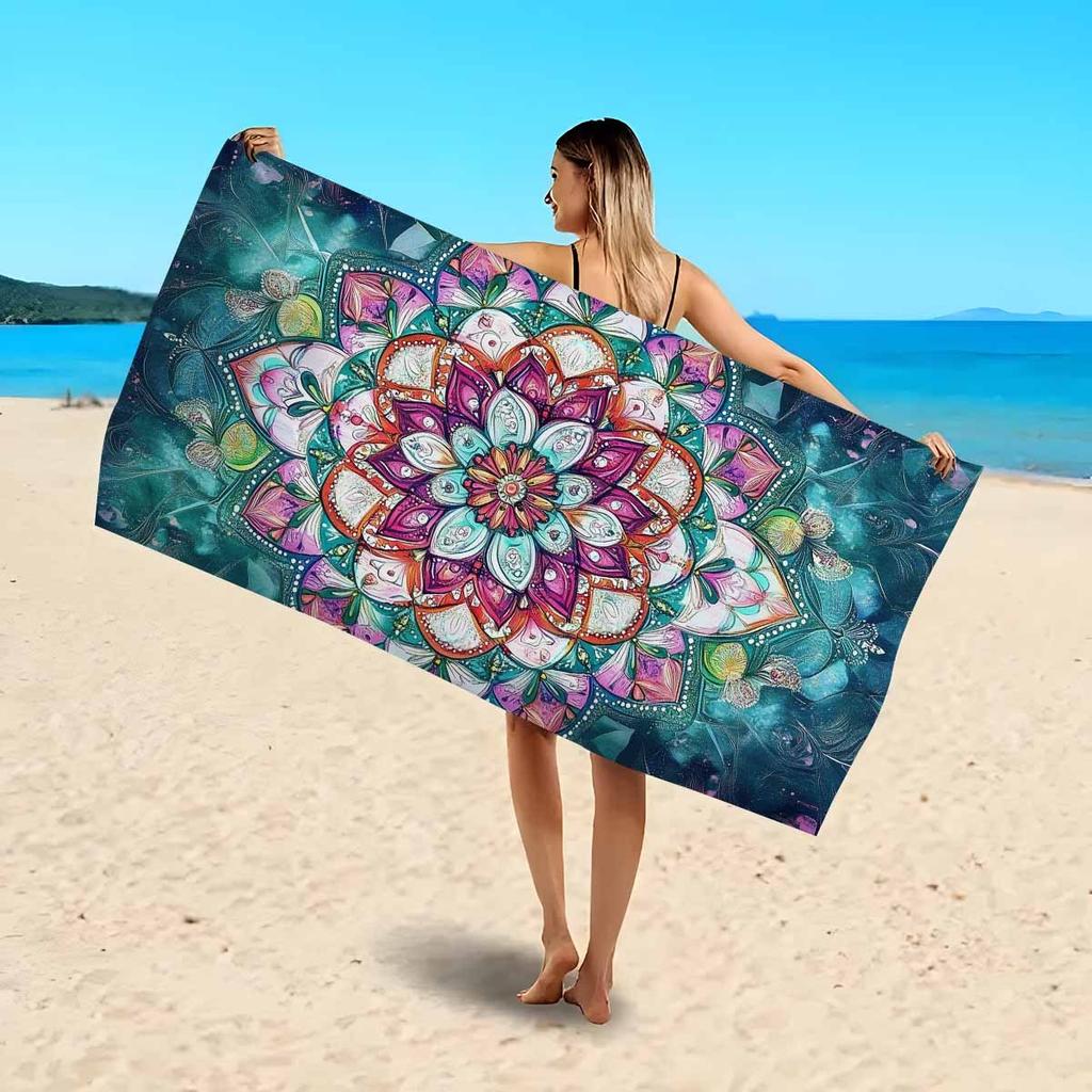 Ultra-Soft Mandala Beach Towel - Lightweight, Absorbent & Quick-Dry for Beach Camping & Travel Modern Cartoon Design,Beach Towel