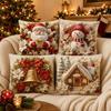 4Pcs Plush Decorative Pillowcase 45*45cm Christmas Pillow Cover  Festive Home Decor