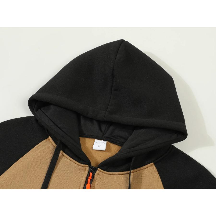 Grenzüberschreitendes Herren-Sweatshirt für Frühling und Herbst Sweatshirt Sweatshirt Reißverschluss Mehrere Taschen Pullover Raglanärmel Sportlich Lässig Fleece-Sweatshirt