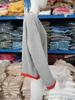 2026 Maglione a Blocchi di Colore a Righe con Spalle Cadenti e Maniche Lunghe