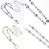 Women Retractable Badge Reel Lanyard with ID Card Holder Necklace Name Badge Holder Lanyard Stainless Steel Beaded Chain