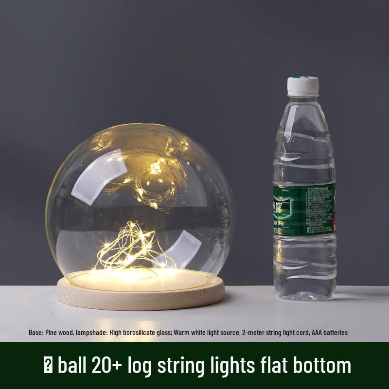 LED Sea Urchin Night Light with Preserved Flower in Glass Cover