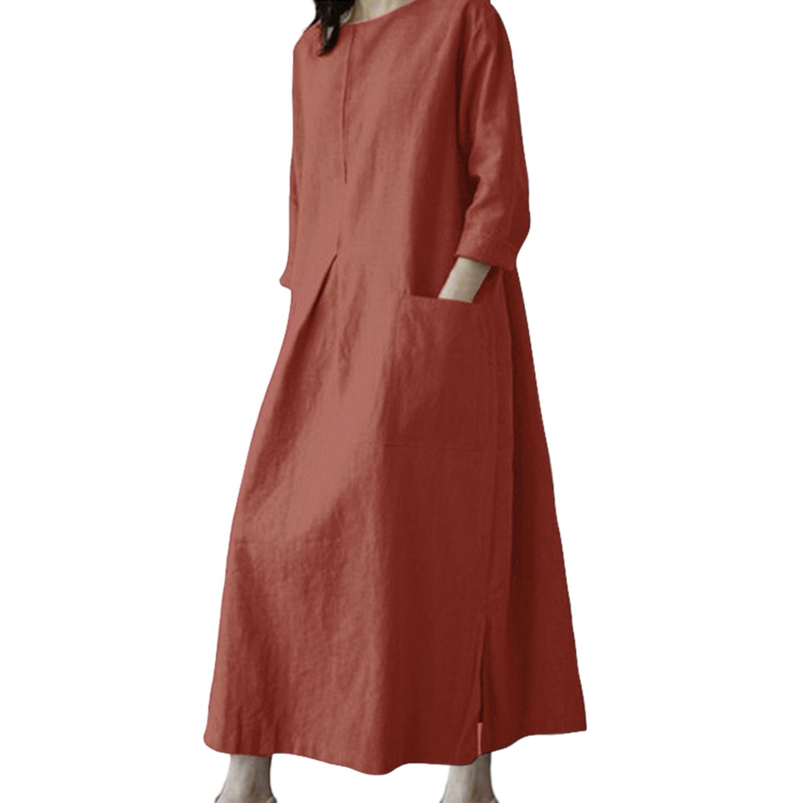 

Женское модное платье Весна Круглый вырез Длинный рукав Повседневный стиль Женское платье L