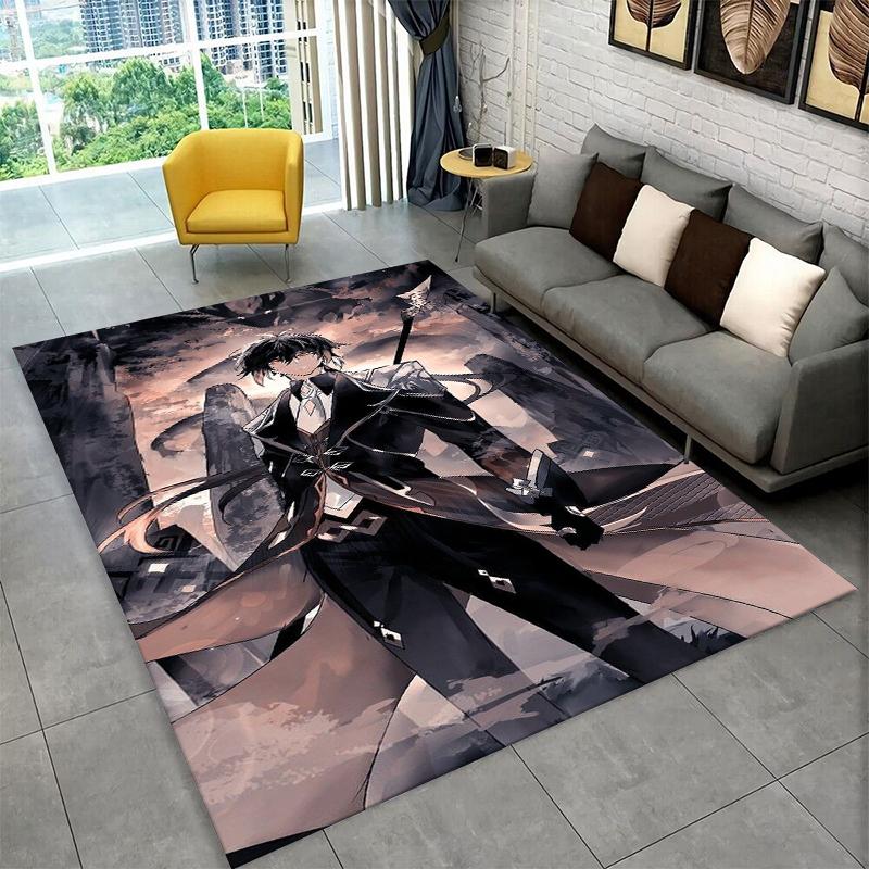 New Genshin Impact Cartoon Game Carpet Rug for Bedroom Living Room Sofa Playroom Doormat Home Decor,Kid Area Rug Non-slip Gift