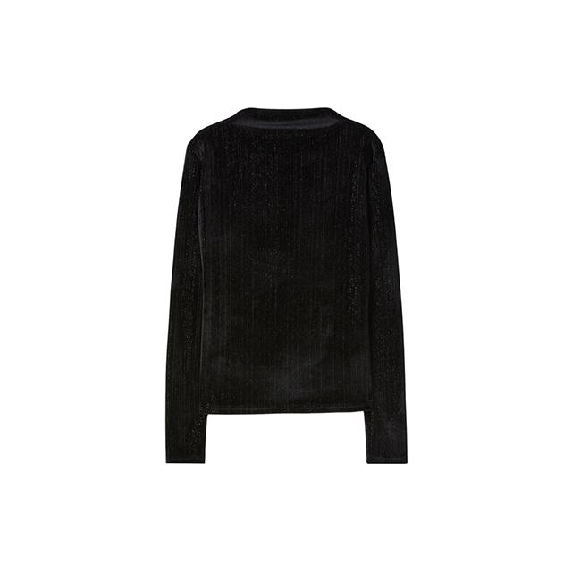 LAP Velvet Mock Neck Ribbed T-Shirt Aq4Cta69