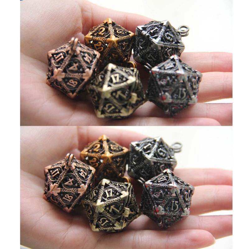 Unique Hollow Dices Pendant Keychain Accessory Set Dices Ornaments Metal Dices Key Chain Decorations for Game Lovers