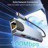 KEBIDUMEI 5-in-1 USB C Docking Station TYPE-C to HDMI/RJ45 Adapter USB C HUB USB 3.0 5Gbps High Speed USB Splitter For PC Laptop