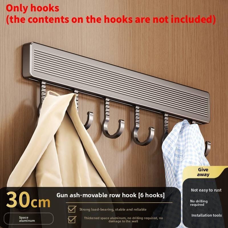 Space Aluminum Wall Hook Set With Strong Adhesive No Drilling Suitable For Bathroom And Closet Storage
