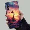 Křesťanský kříž Christ Pouzdro na telefon Pro Samsung Galaxy A13,A21s,A22,A31,A32,A52,A53,A71,A80,Měkký černý kryt