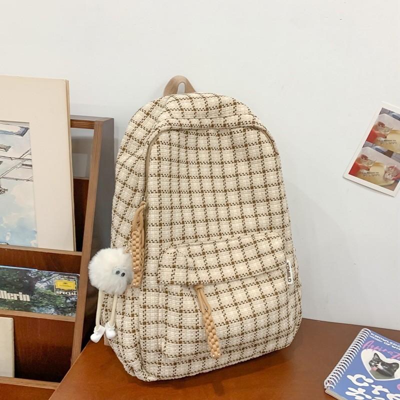 Chic Japanese Plaid Backpack High Quality Lightweight Long-lasting Design