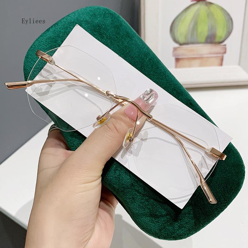 Classic Anti Blue-ray Metal Rimless Frame Glasses Unisex Optical Glasses Ultralight Myopia Glasses Diopter 0 To -4.0 Eyewear