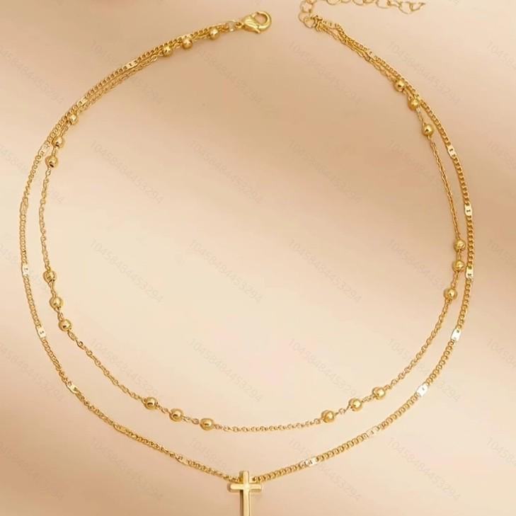 Minimalist Multi-Layer Gold Bead Choker Necklace