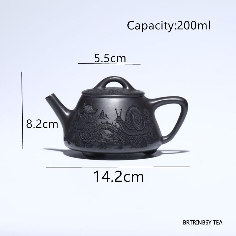200ml Chinese Yixing Purple Clay Teapot Handmade Snail Tea Pot Beauty Tea Infuser Kettle Tradition Household Zisha Tea Set