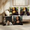 Mona Lisa Wearing Pearls Girl Cushion Cover Soft Short Plush Pillow Cover Smooth Cozy Texture Aesthetic Cushion Case Home Decor