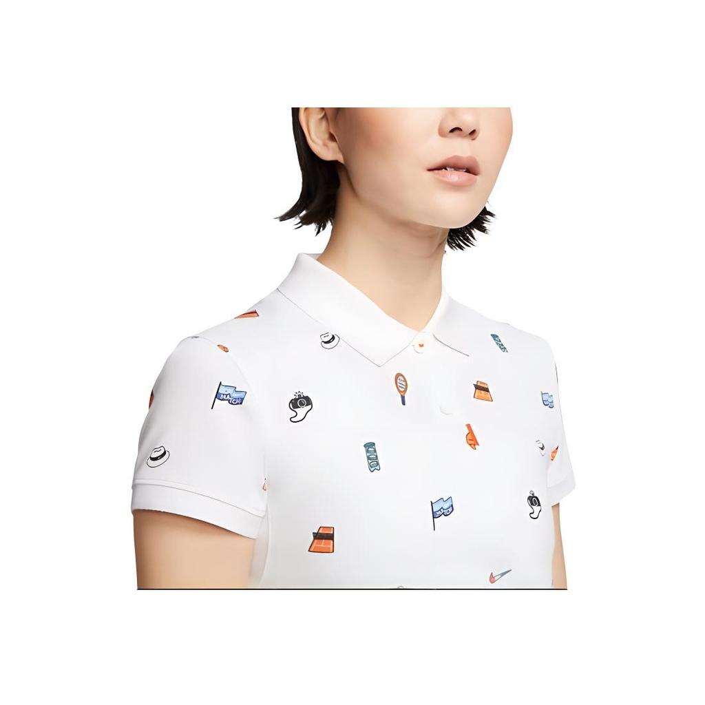 Nike Dri-Fit Cartoon Print Casual Short Sleeve Dress Women Dresses White Jewel-Orange CT2945-100