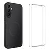 For Samsung Galaxy S25 Magnetic Case WANLONFENG TQ1 Series Carbon Fiber Texture PC TPU Phone Cover with 2Pcs Screen Films