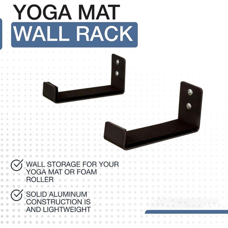Space Saving Yoga Gear Wall Mount Organizer For Mats Aluminum Construction