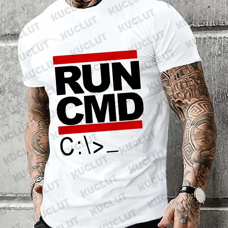 

Мужские футболки Run Cmd Computer Programmer футболки забавный подарок на день рождения для мужчины бойфренда мужа лето 2024 футболка с коротким рукавом XXXXXL серый