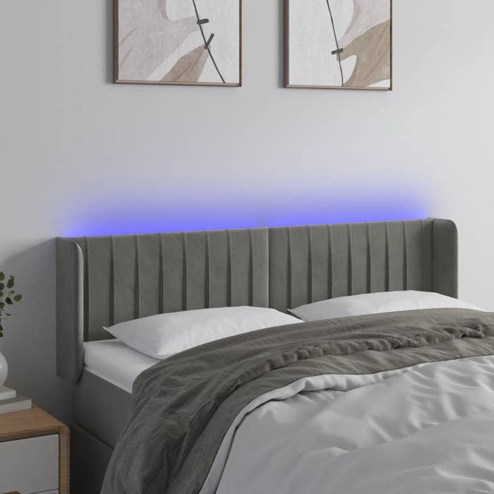 VidaXL LED Headboard Bedroom Furniture Double Bed Accessory Head of Bed Frame Interior Light Grey 3123522