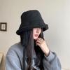 1Pc Bucket Hat Windproof Strap Versatile Lamb's Wool Warm Fisherman Hat Velvet Ear Protection